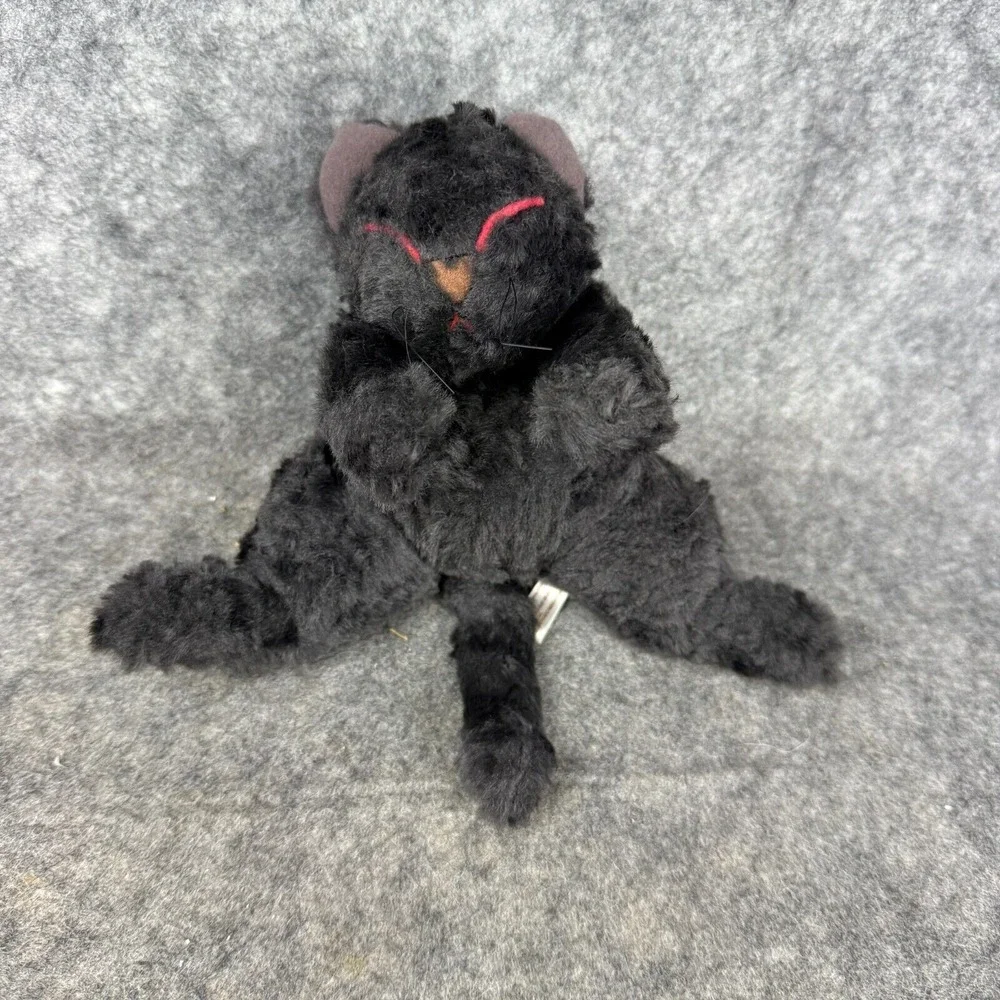 Pomely Naito‎ Design Black Kitty Cat Plush Sewn Face Stuffed Animal RARE